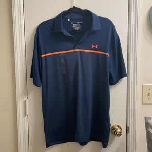 L Navy and Orange Under Armour Playoff Polo